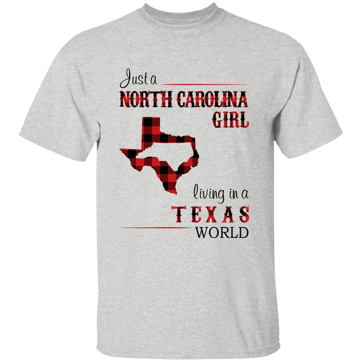 Just A North Carolina Girl Living In A Texas World T-shirt - T-shirt Born Live Plaid Red Teezalo