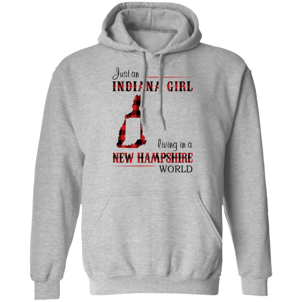 Just An Indiana Girl Living In A New Hampshire World T-Shirt - T-shirt Born Live Plaid Red Teezalo