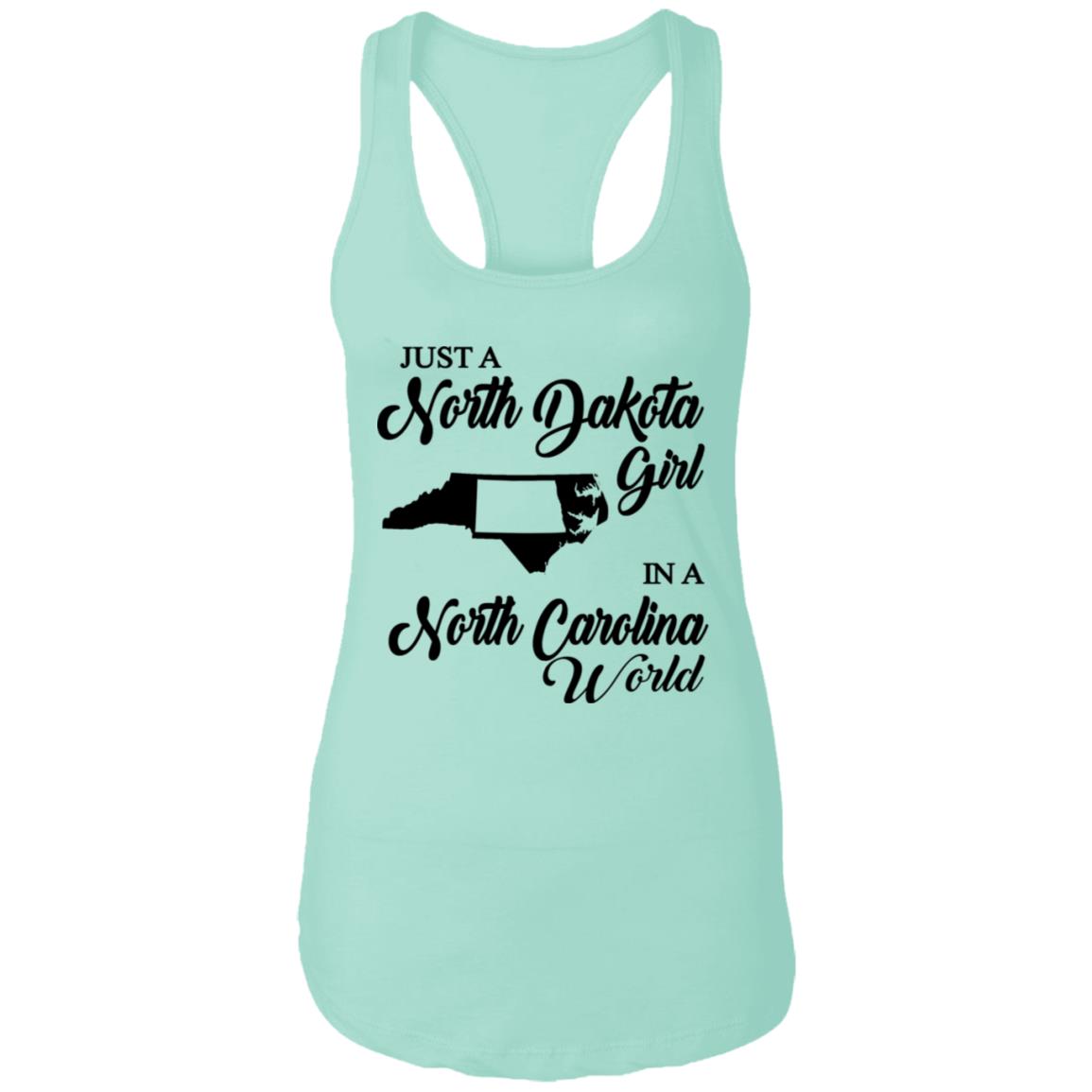 Just A North Dakota Girl In A North Carolina World T Shirt - T-shirt Teezalo