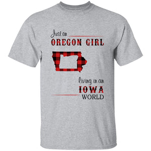 Just An Oregon Girl Living In An Iowa World T-shirt - T-shirt Born Live Plaid Red Teezalo