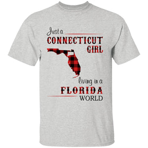 Just A Connecticut Girl Living In A Florida World T-shirt - T-shirt Born Live Plaid Red Teezalo