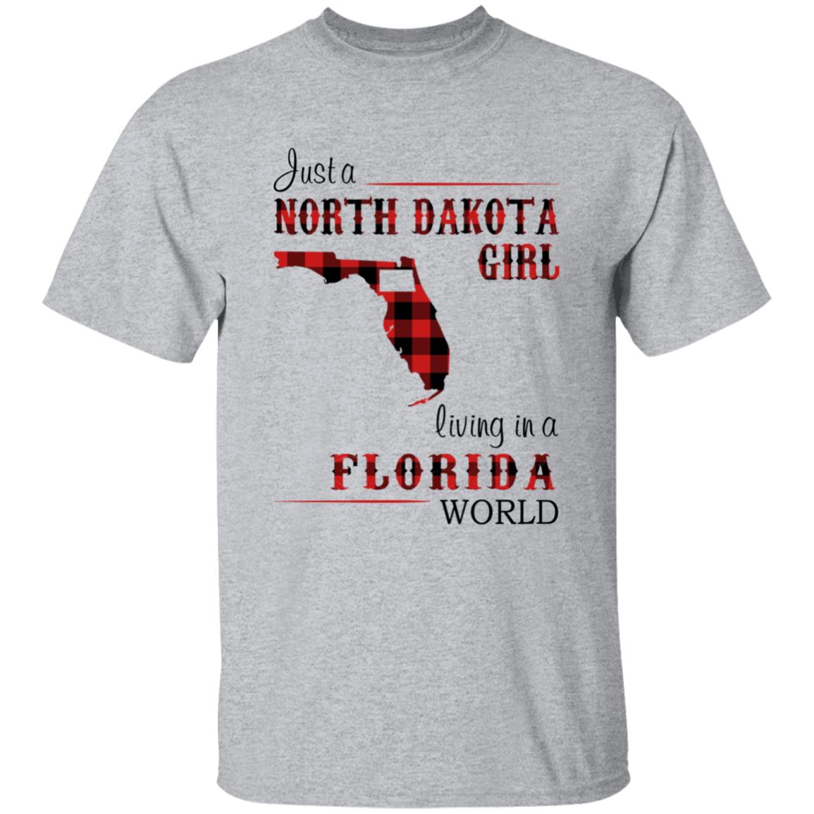 Just A North Dakota Girl Living In A Florida World T-shirt - T-shirt Born Live Plaid Red Teezalo