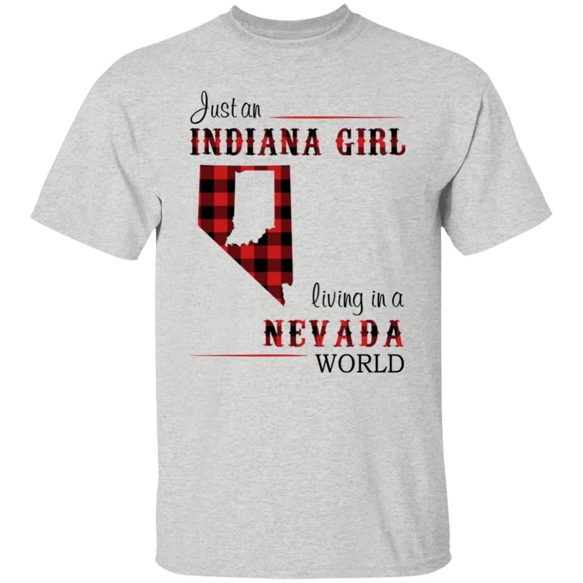Just An Indiana Girl Living In A Nevada World T-Shirt - T-shirt Born Live Plaid Red Teezalo