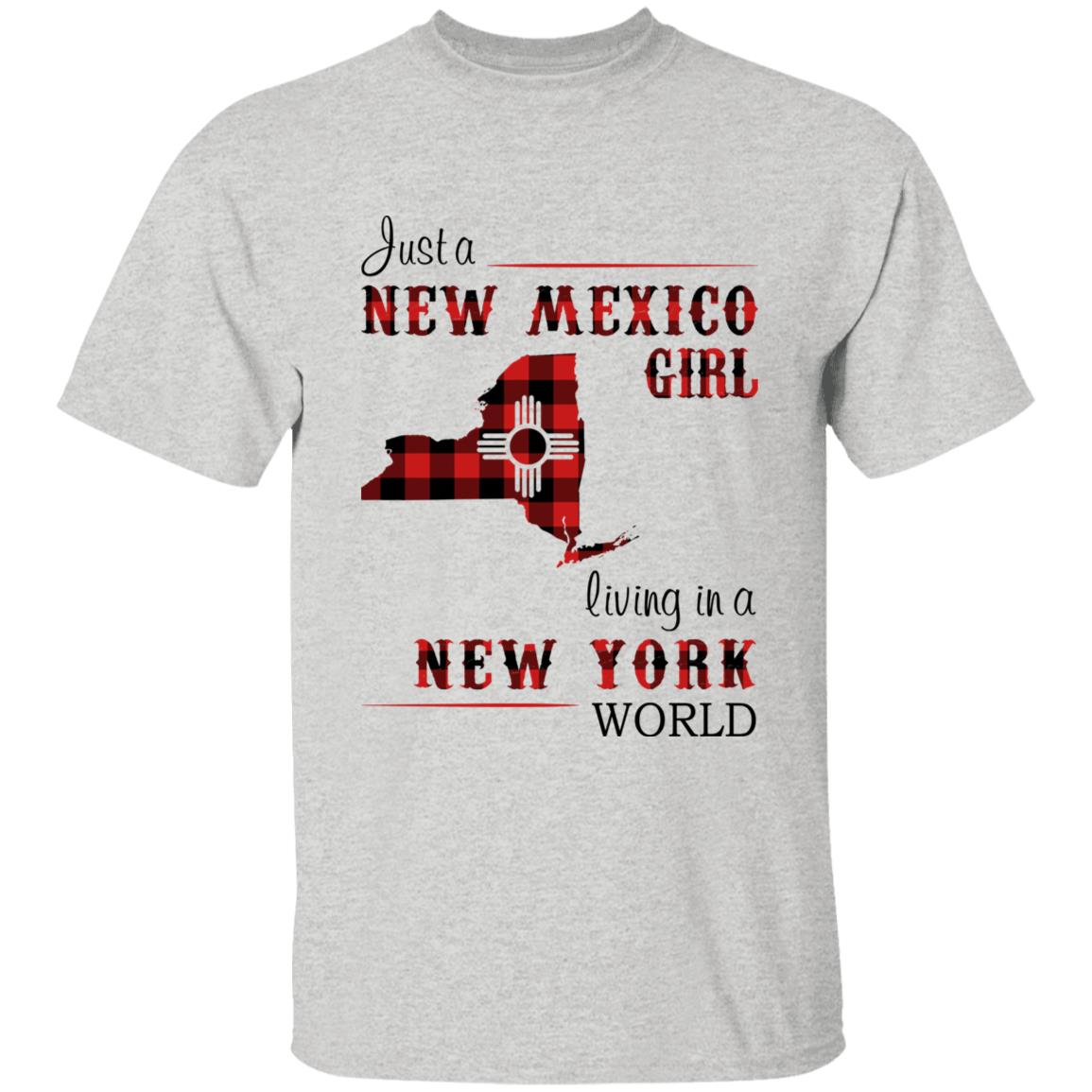 Just A New Mexico Girl Living In A New York World T-shirt - T-shirt Born Live Plaid Red Teezalo