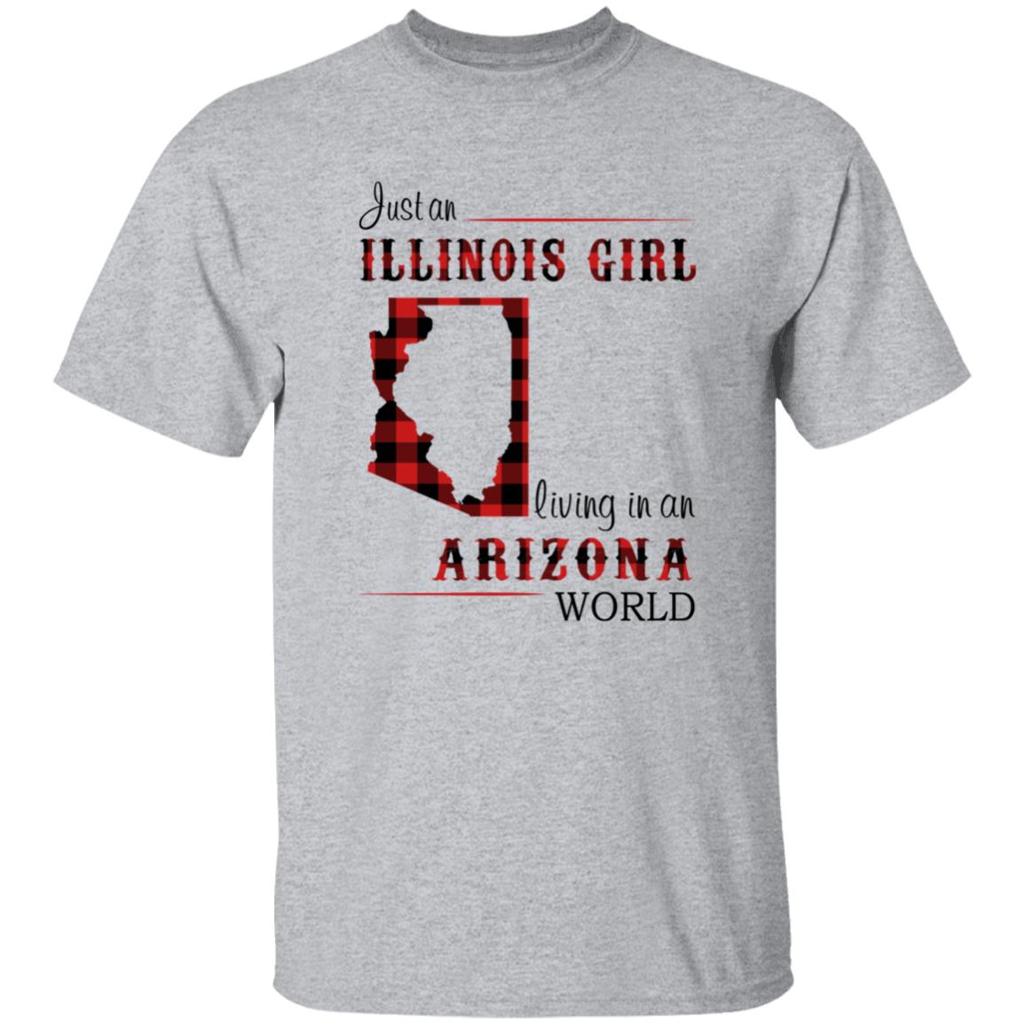 Just An Illinois Girl Living In An Arizona World T-shirt - T-shirt Born Live Plaid Red Teezalo