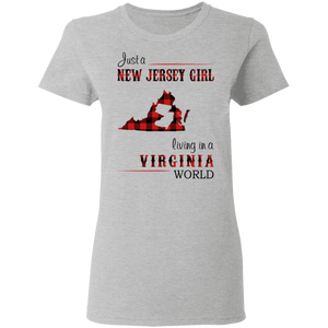 Just A New Jersey Girl Living In A Virginia World T-Shirt - T-shirt Teezalo