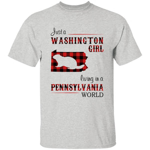 Just A Washington Girl Living In A Pennsylvania World T-shirt - T-shirt Born Live Plaid Red Teezalo