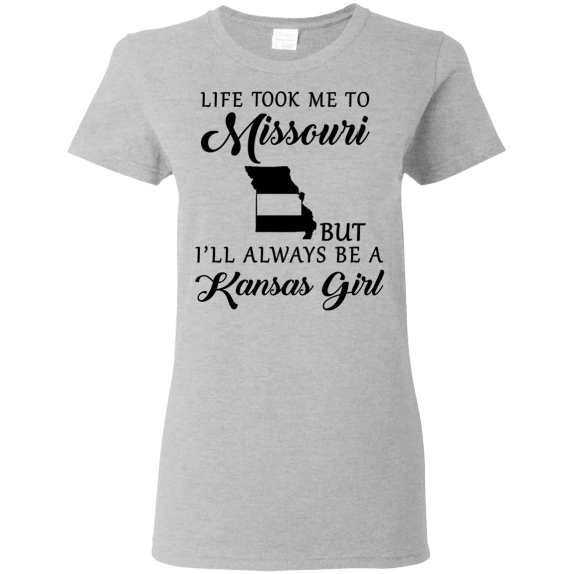 Life Took Me To Missouri Always Be A Kansas Girl V Neck T Shirt - T-shirt Teezalo