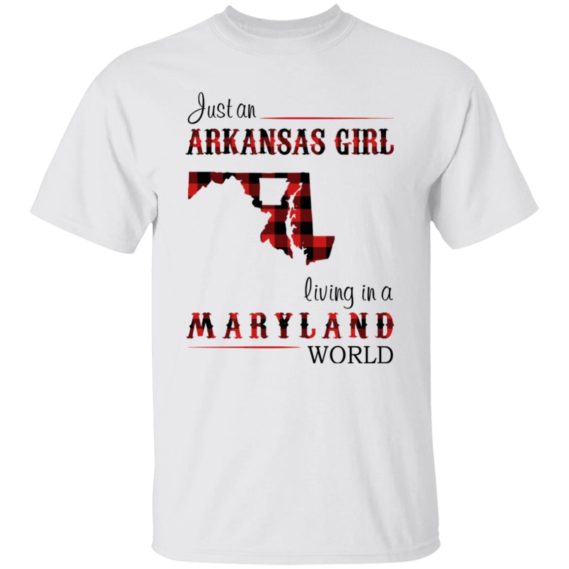 Just An Arkansas Girl Living In A Maryland World T-shirt - T-shirt Born Live Plaid Red Teezalo