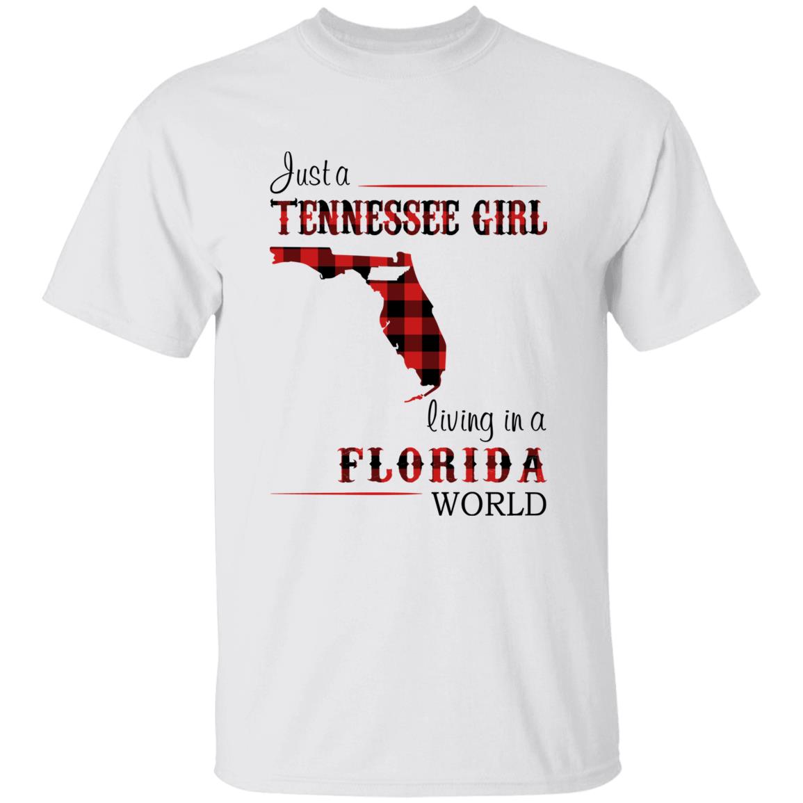 Just A Tennessee Girl Living In A Florida World T-shirt - T-shirt Born Live Plaid Red Teezalo
