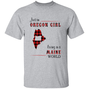 Just An Oregon Girl Living In A Maine World T-shirt - T-shirt Born Live Plaid Red Teezalo