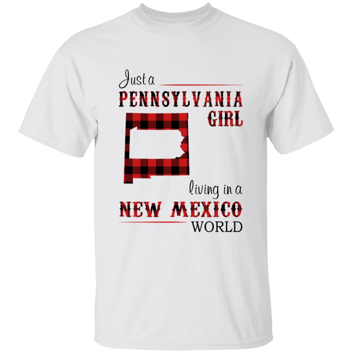 Just A Pennsylvania Girl Living In A New Mexico World T-shirt - T-shirt Born Live Plaid Red Teezalo
