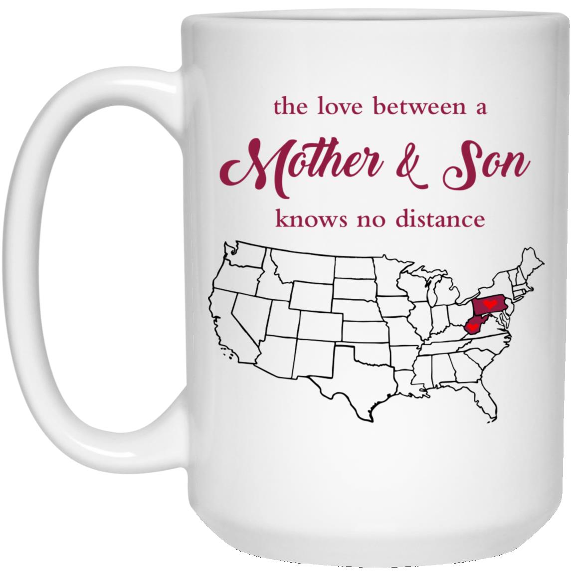 West Virginia Pennsylvania The Love Between Mother And Son Mug - Mug Teezalo