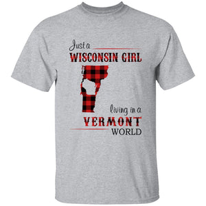 Just A Wisconsin Girl Living In A Vermont World T-shirt - T-shirt Born Live Plaid Red Teezalo