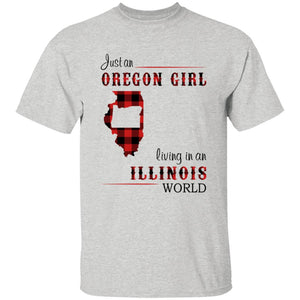 Just An Oregon Girl Living In An Illinois World T-shirt - T-shirt Born Live Plaid Red Teezalo
