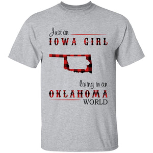 Just An Iowa Girl Living In An Oklahoma World T-shirt - T-shirt Born Live Plaid Red Teezalo