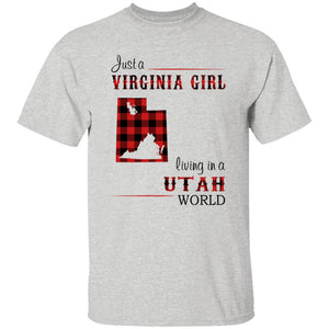 Just A Virginia Girl Living In A Utah World T-shirt - T-shirt Born Live Plaid Red Teezalo