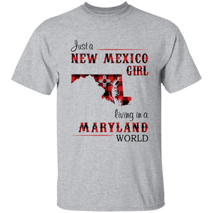Just A New Mexico Girl Living In A Maryland World T-shirt - T-shirt Born Live Plaid Red Teezalo