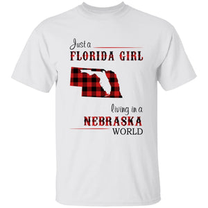 Just A Florida Girl Living In A Nebraska World T-shirt - T-shirt Born Live Plaid Red Teezalo