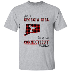 Just A Georgia Girl Living In A Connecticut World T-shirt - T-shirt Born Live Plaid Red Teezalo