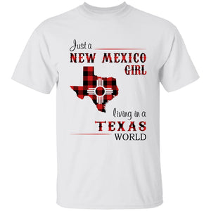 Just A New Mexico Girl Living In A Texas World T-shirt - T-shirt Born Live Plaid Red Teezalo