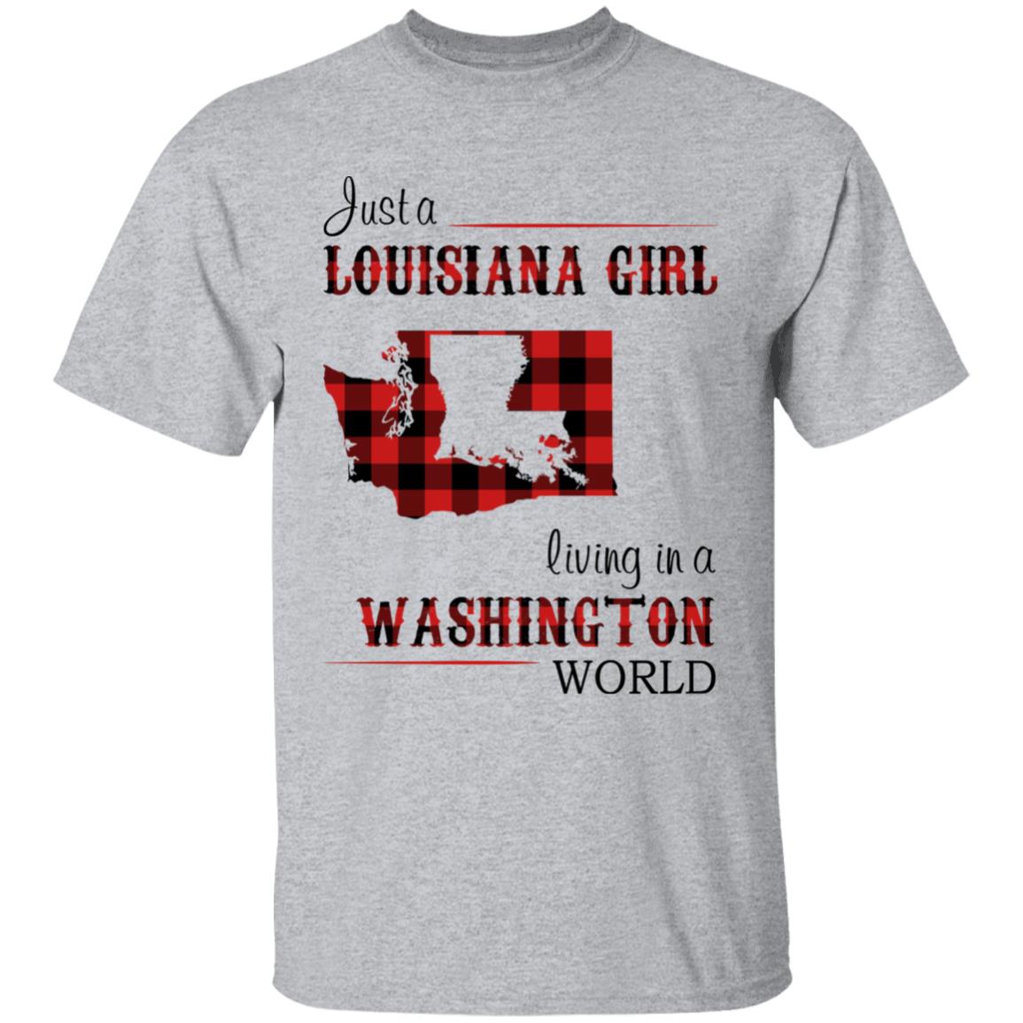 Just A Louisiana Girl Living In A Washington World T-shirt - T-shirt Born Live Plaid Red Teezalo