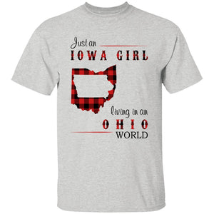 Just An Iowa Girl Living In An Ohio World T-shirt - T-shirt Born Live Plaid Red Teezalo