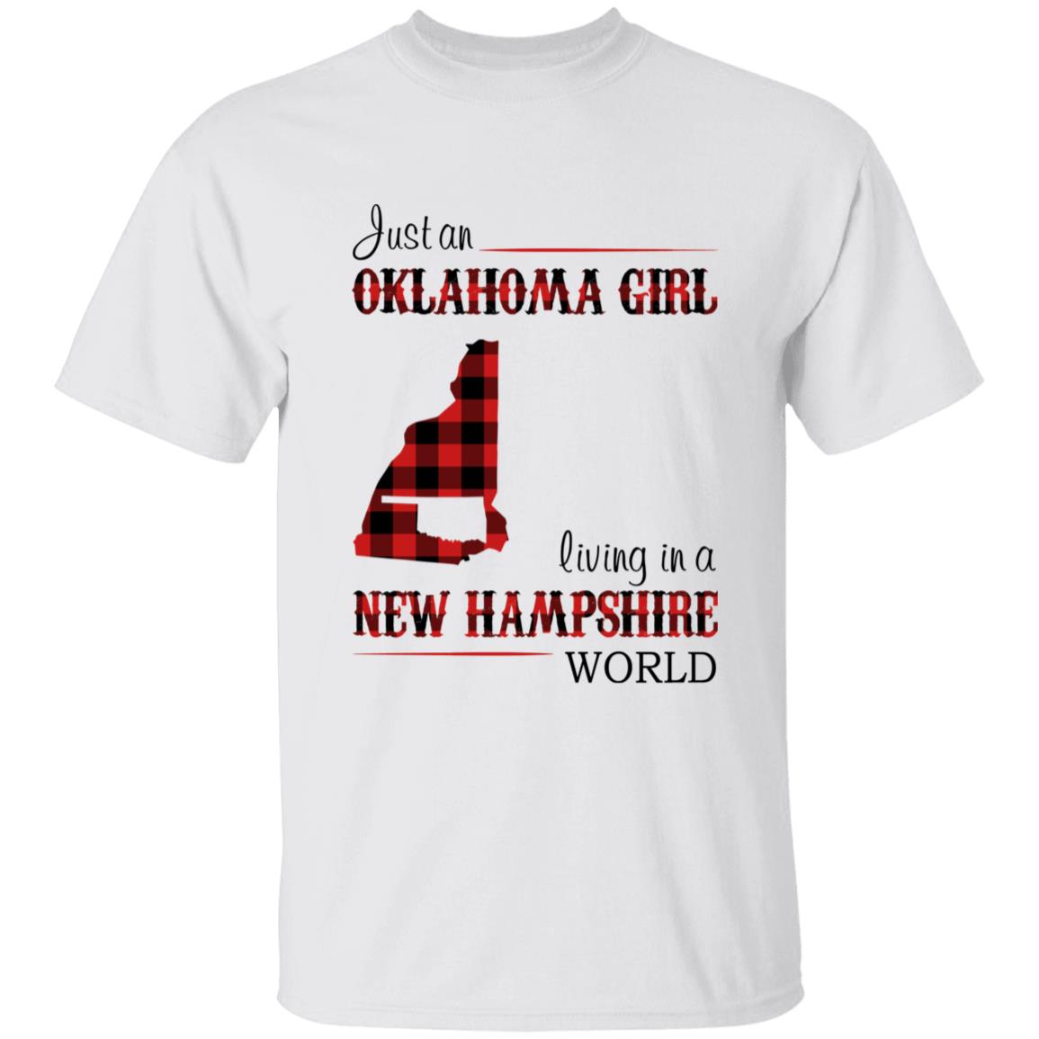 Just An Oklahoma Girl Living In A New Hampshire World T-shirt - T-shirt Born Live Plaid Red Teezalo