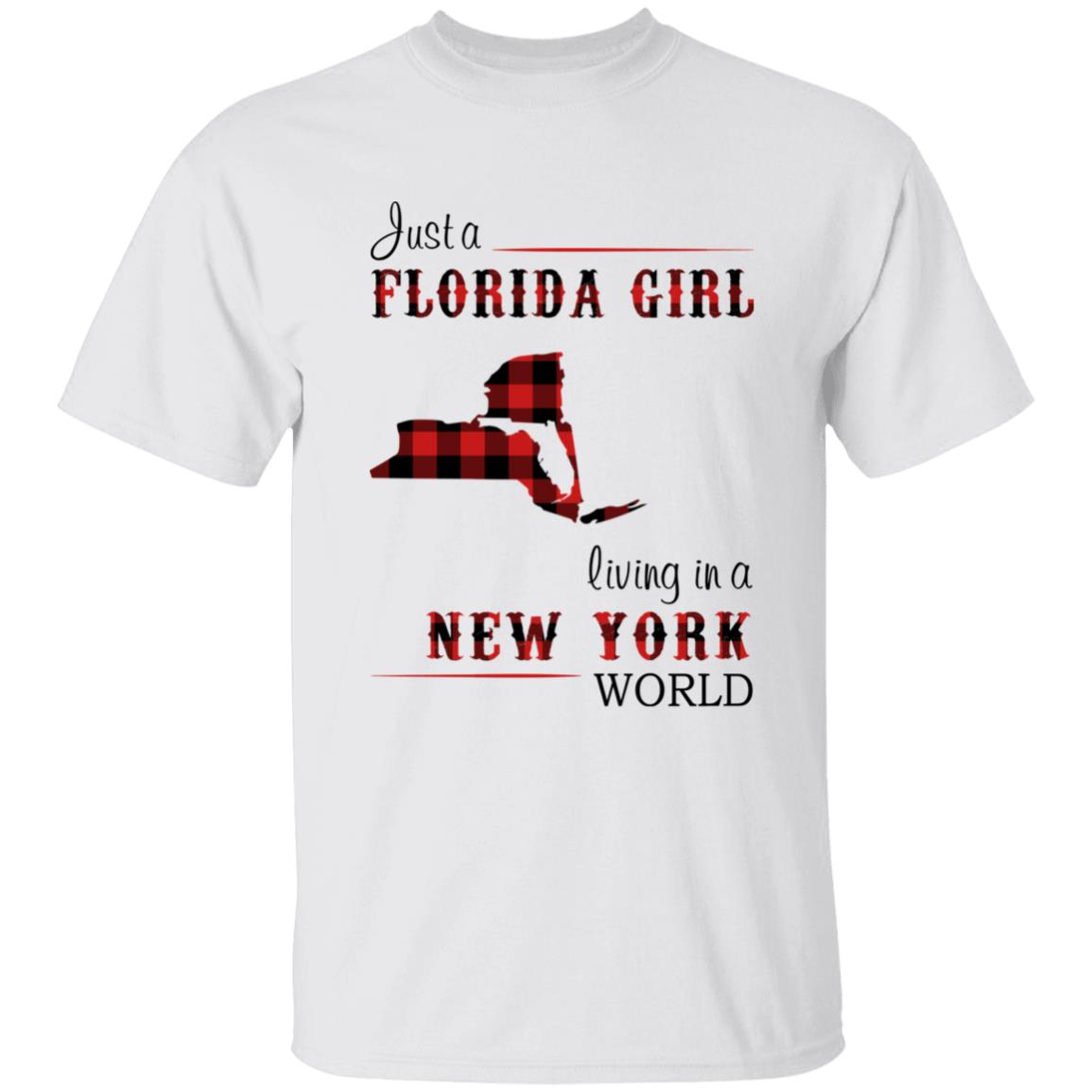 Just A Florida Girl Living In A New York World T-shirt - T-shirt Born Live Plaid Red Teezalo