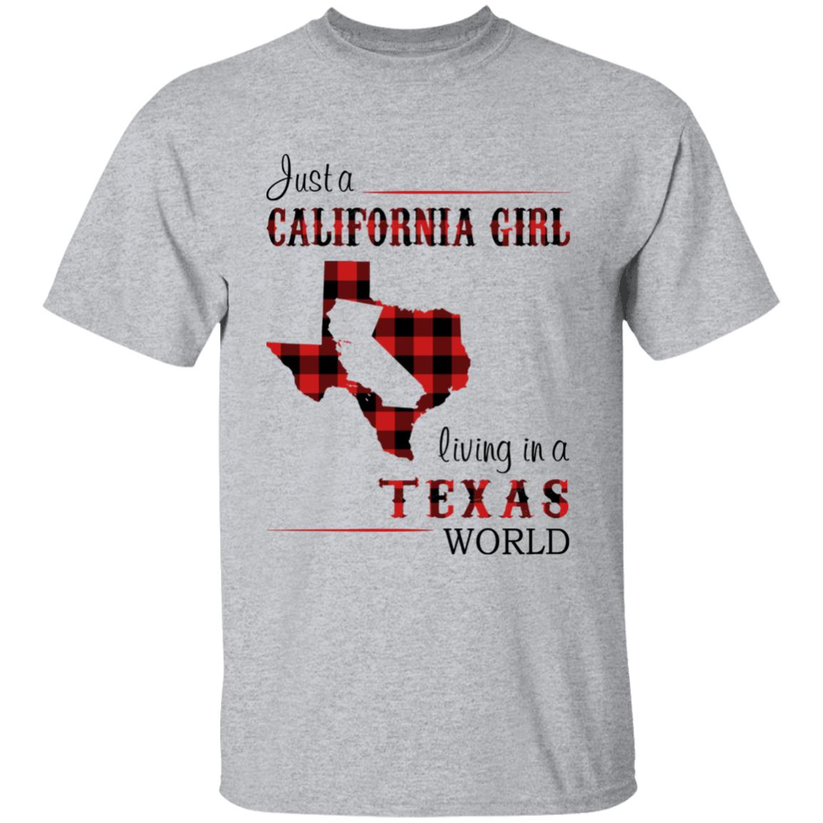 Just A California Girl Living In A Texas World T-shirt - T-shirt Born Live Plaid Red Teezalo