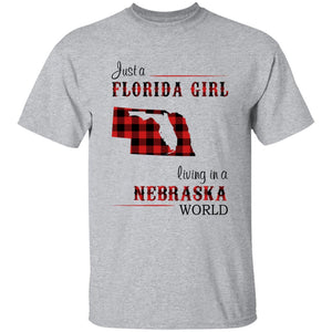 Just A Florida Girl Living In A Nebraska World T-shirt - T-shirt Born Live Plaid Red Teezalo