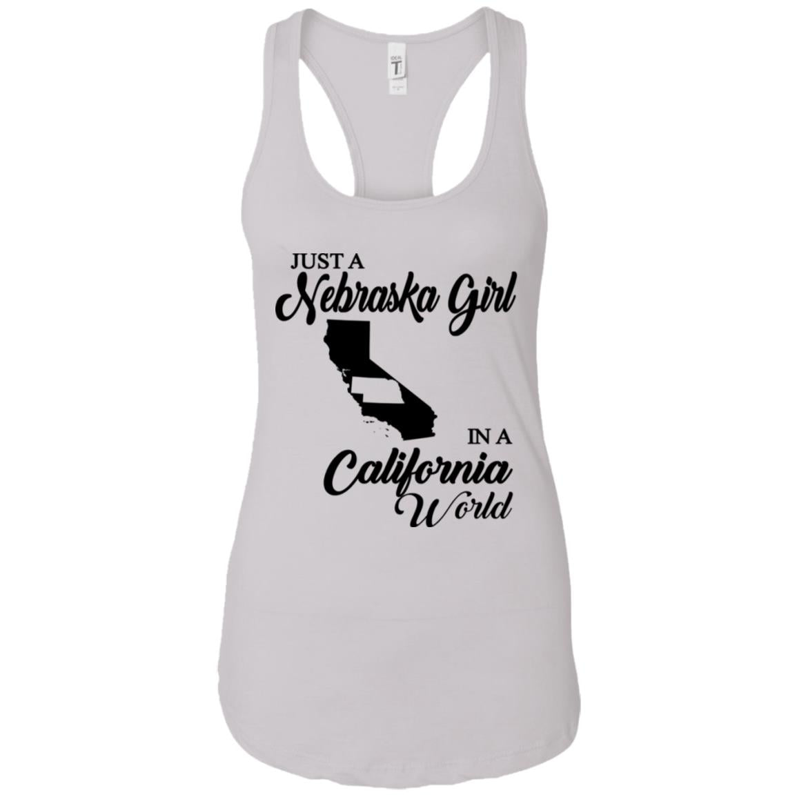 Just A Nebraska Girl In A California World T-Shirt - T-shirt Teezalo