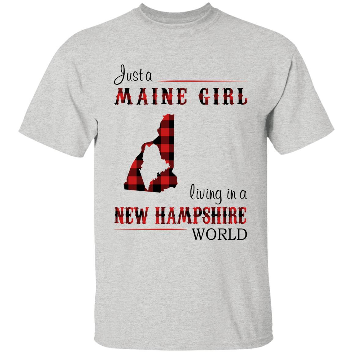 Just A Maine Girl Living In A New Hampshire World T-shirt - T-shirt Born Live Plaid Red Teezalo