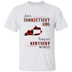 Just A Connecticut Girl Living In A Kentucky World T-shirt - T-shirt Born Live Plaid Red Teezalo