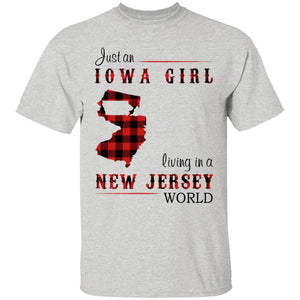 Just An Iowa Girl Living In A New Jersey World T-shirt - T-shirt Born Live Plaid Red Teezalo