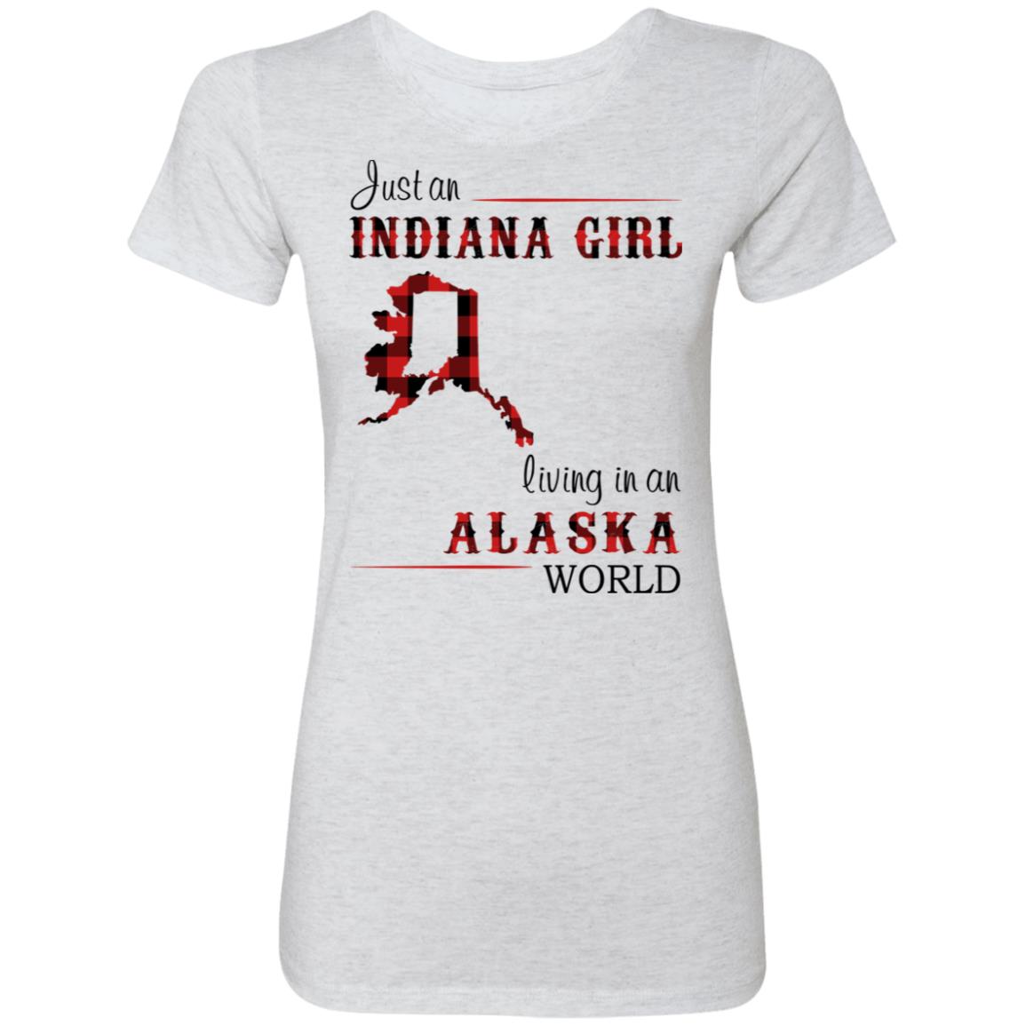 Just An Indiana Girl Living In An Alaska World T-Shirt - T-shirt Born Live Plaid Red Teezalo