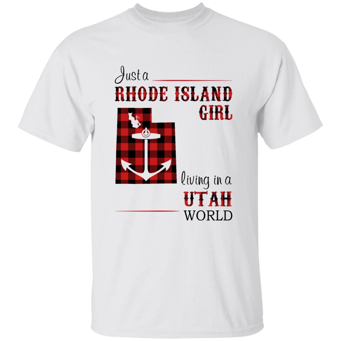 Just A Rhode Island Girl Living In A Utah World T-shirt - T-shirt Born Live Plaid Red Teezalo