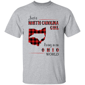 Just A North Carolina Girl Living In An Ohio World T-shirt - T-shirt Born Live Plaid Red Teezalo