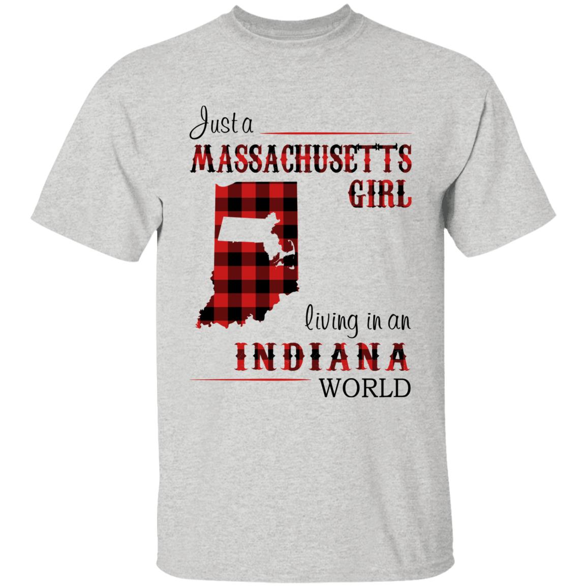 Just A Massachusetts Girl Living In An Indiana World T-shirt - T-shirt Born Live Plaid Red Teezalo