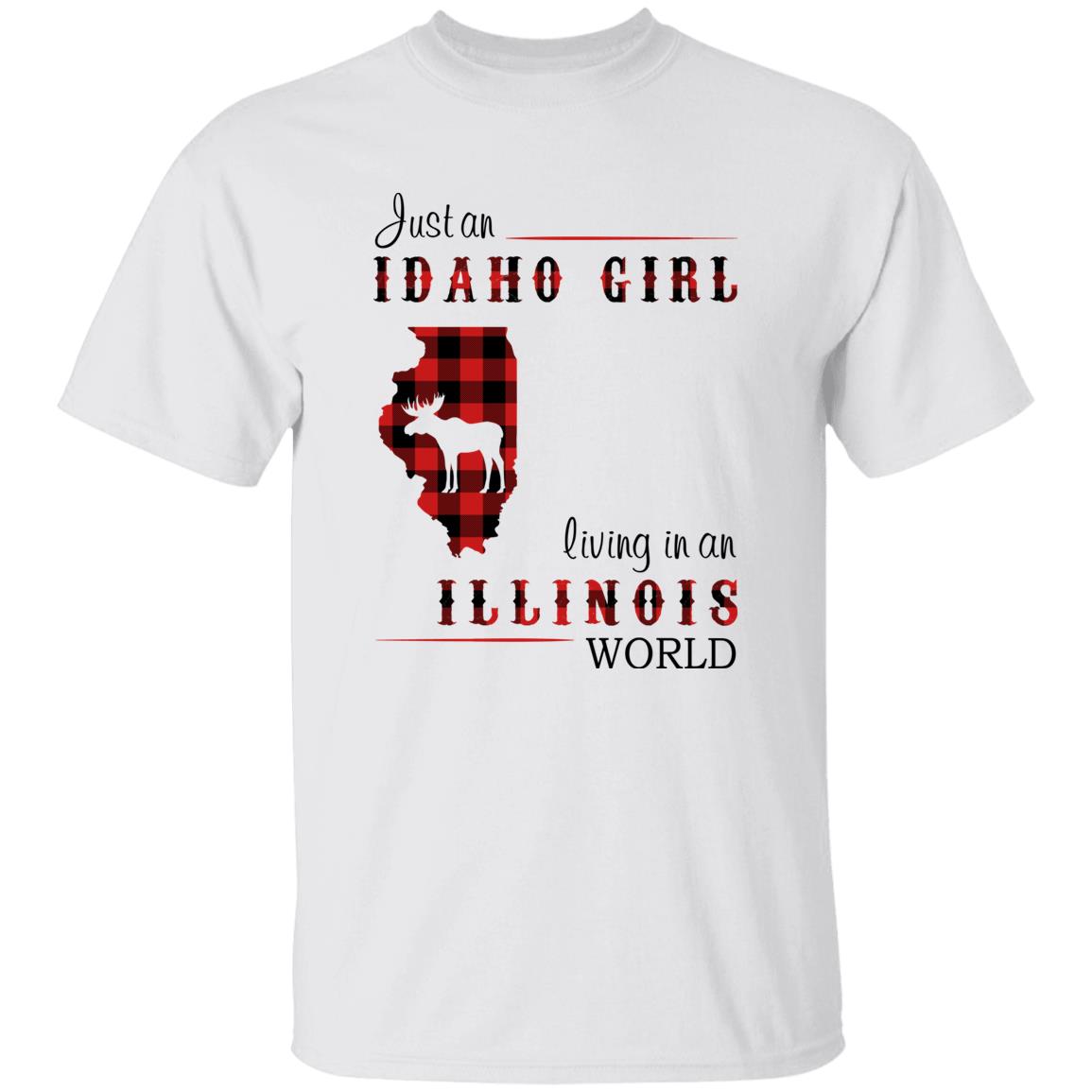 Just An Idaho Girl Living In An Illinois World T-shirt - T-shirt Born Live Plaid Red Teezalo