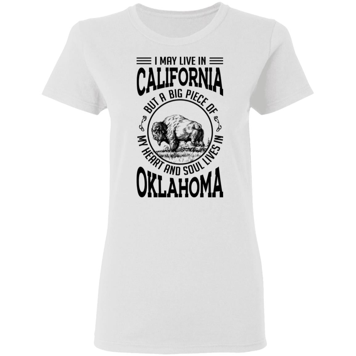 Live In California A Big Piece Of My Heart And Soul Lives In Oklahoma  T- Shirt - T-shirt Teezalo