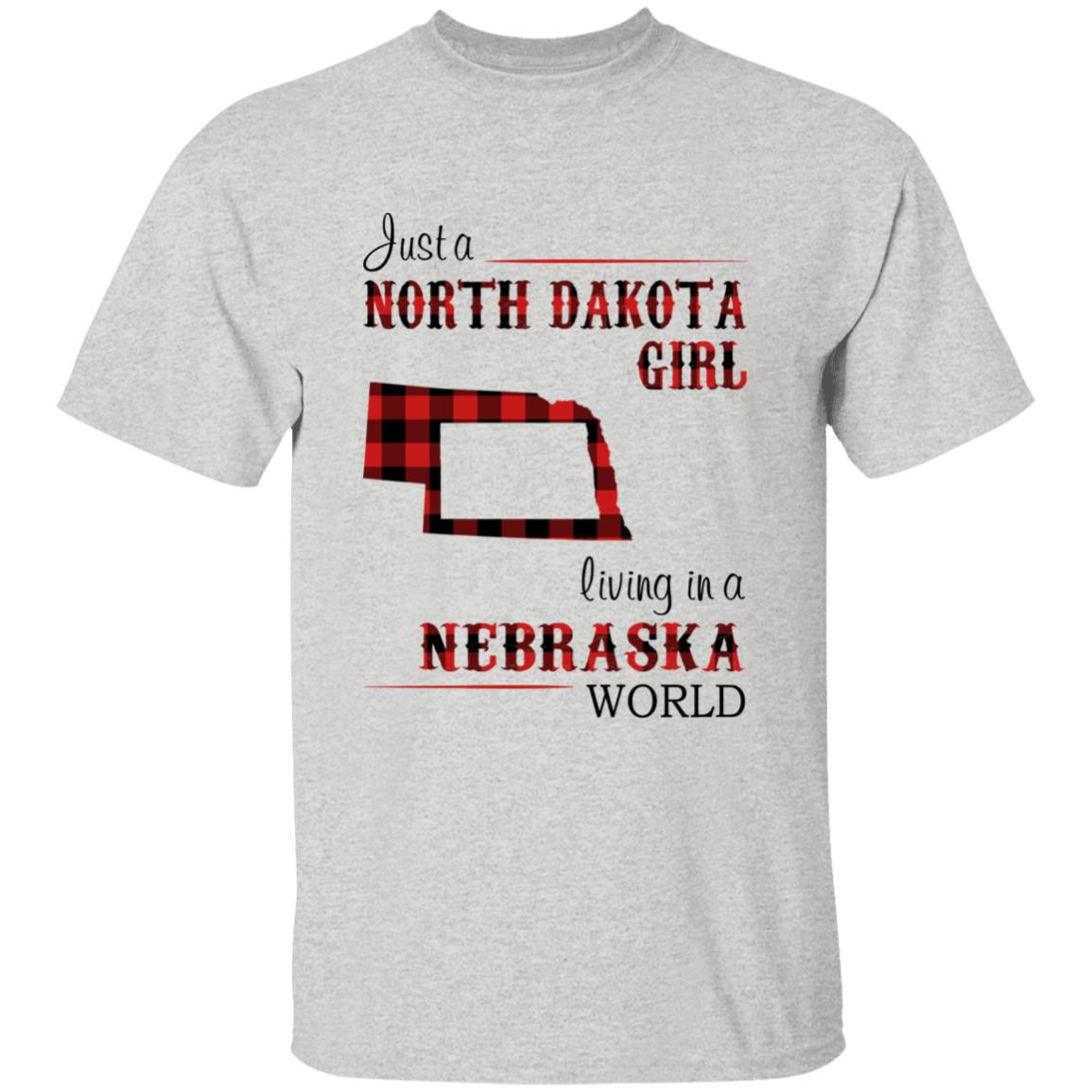 Just A North Dakota Girl Living In A Nebraska World T-shirt - T-shirt Born Live Plaid Red Teezalo