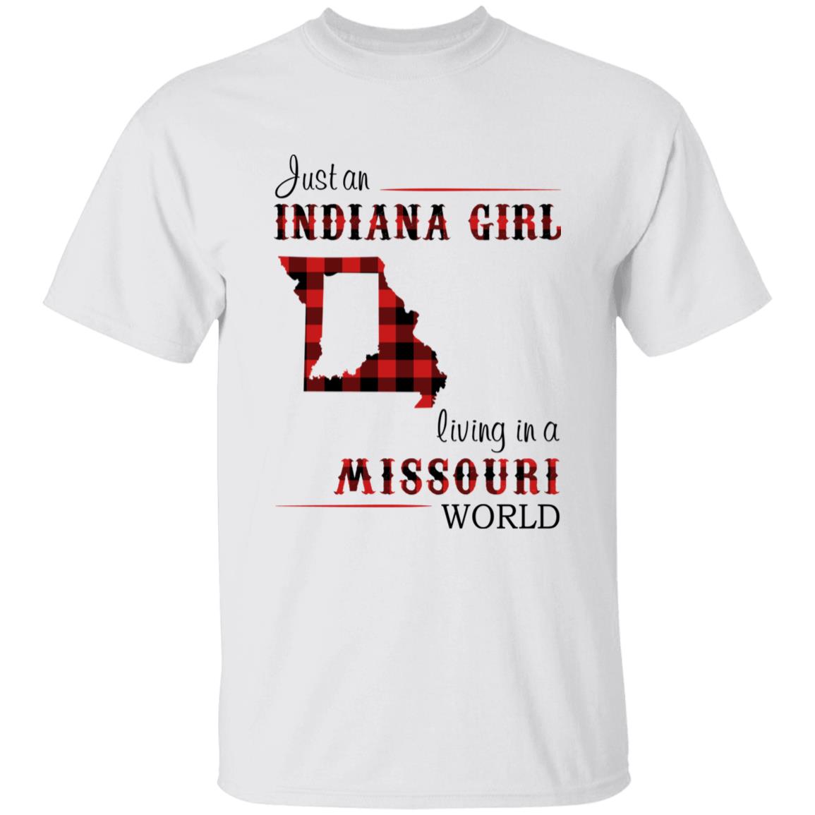 Just An Indiana Girl Living In A Missouri World T-shirt - T-shirt Born Live Plaid Red Teezalo