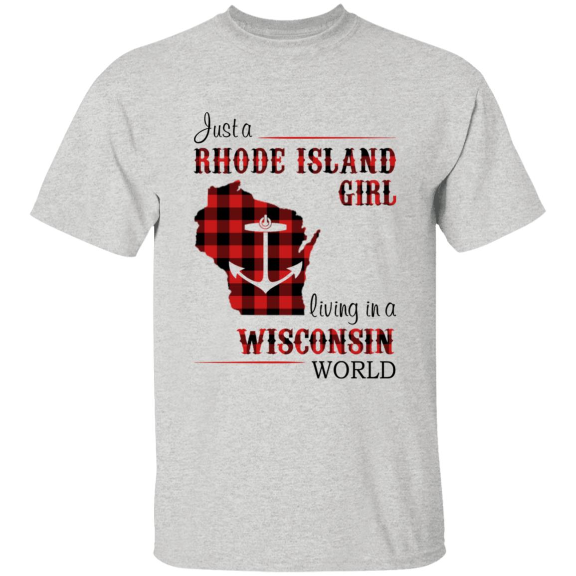 Just A Rhode Island Girl Living In A Wisconsin World T-shirt - T-shirt Born Live Plaid Red Teezalo