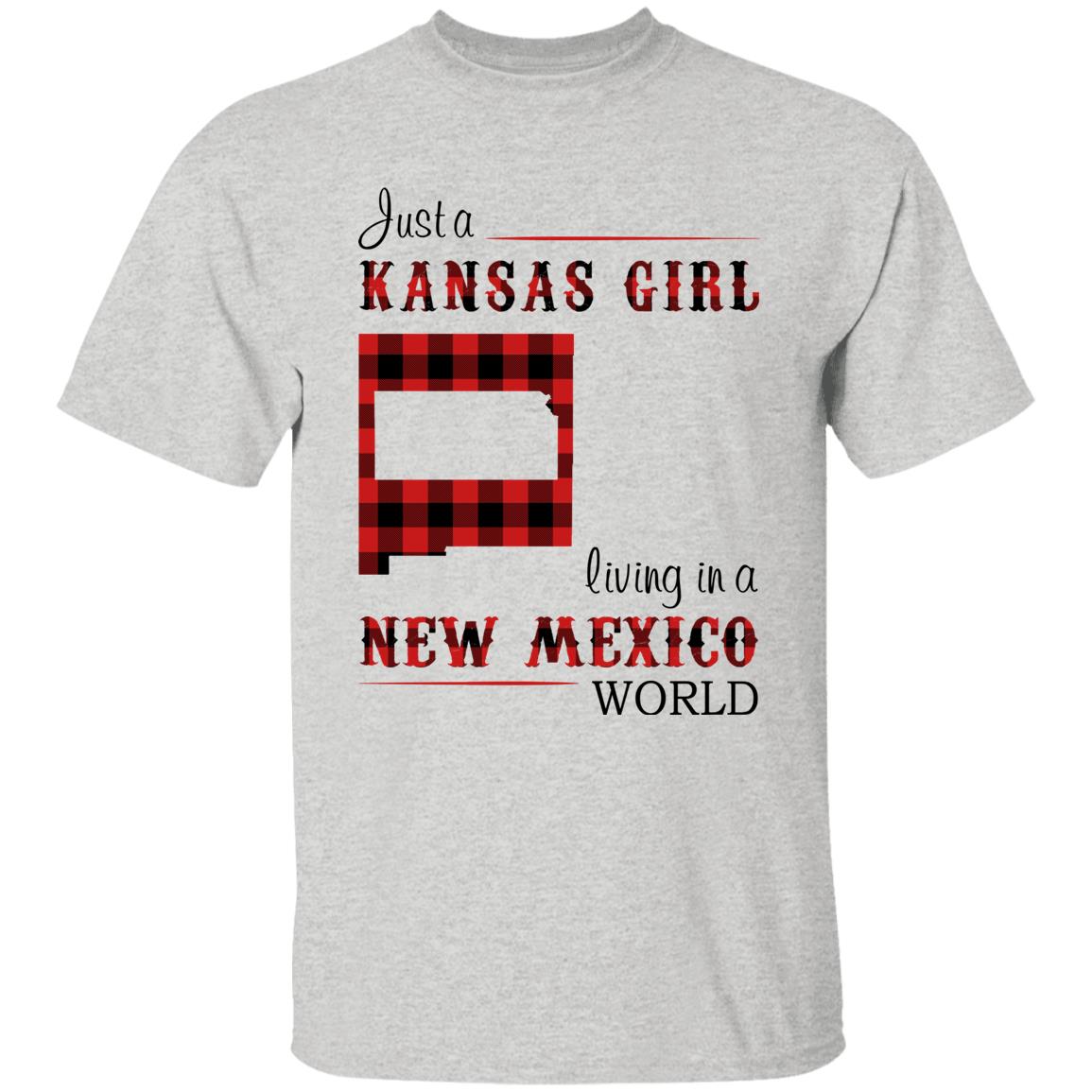 Just A Kansas Girl Living In A New Mexico World T-shirt - T-shirt Born Live Plaid Red Teezalo
