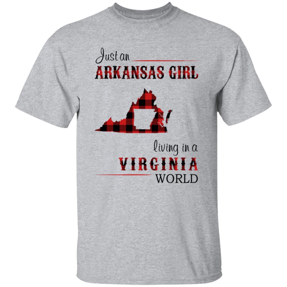 Just An Arkansas Girl Living In A Virginia World T-shirt - T-shirt Born Live Plaid Red Teezalo