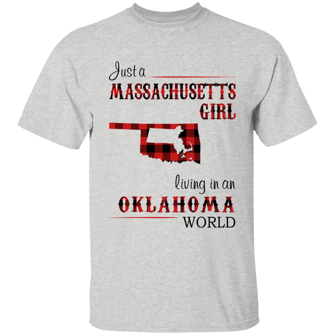 Just A Massachusetts Girl Living In An Oklahoma World T-shirt - T-shirt Born Live Plaid Red Teezalo