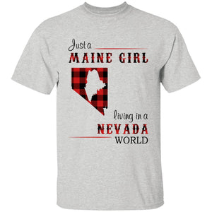 Just A Maine Girl Living In A Nevada World T-shirt - T-shirt Born Live Plaid Red Teezalo