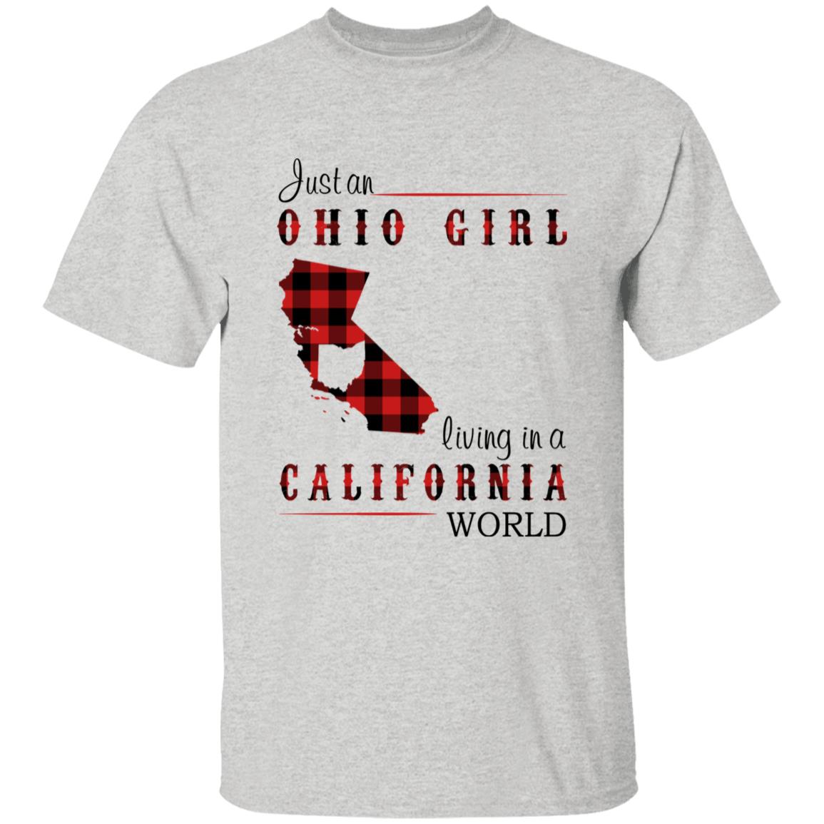 Just An Ohio Girl Living In A California World T-shirt - T-shirt Born Live Plaid Red Teezalo