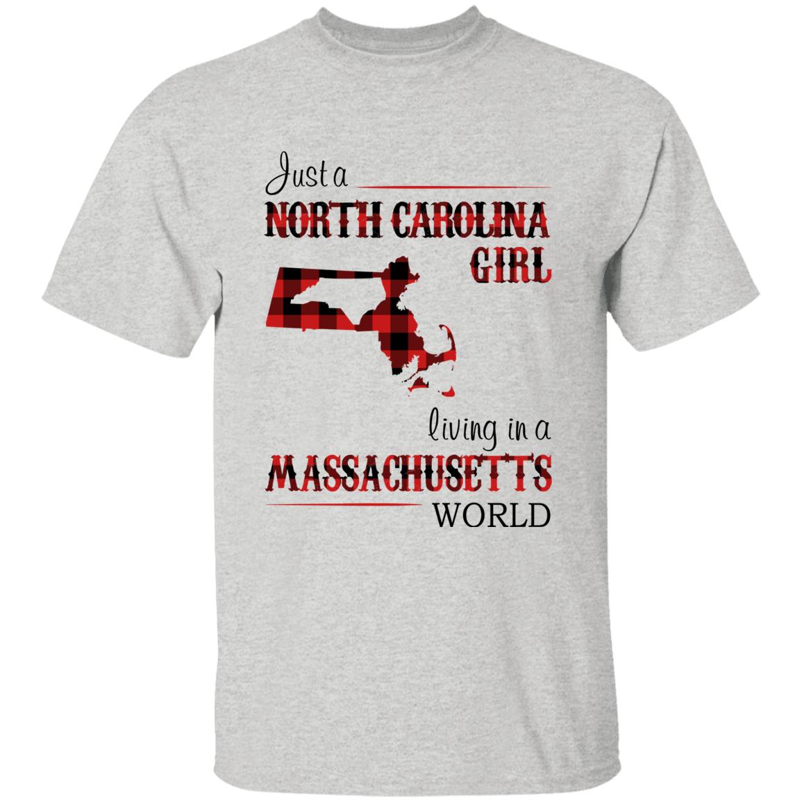Just A North Carolina Girl Living In A Massachusetts World T-shirt - T-shirt Born Live Plaid Red Teezalo